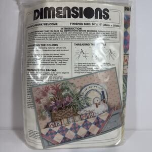 Dimensions Needlepoint Kit—Patchwork Welcome #2346 vintage 1986 Opened